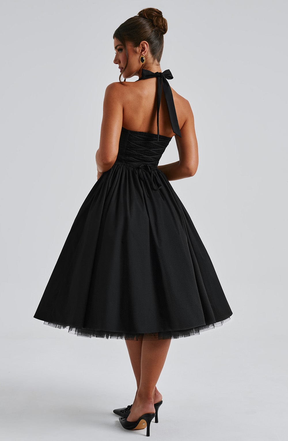 Lorven™ Cressida Midi Elbise - Siyah