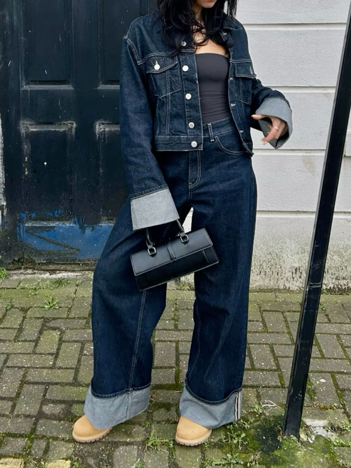 Lorven™ Lorelei - Kollu Denim İki Parçalı Set