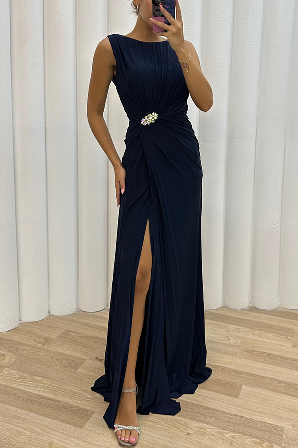 Lorven™ İşlemeli Yırtmaçlı Maxi Gece Elbisesi