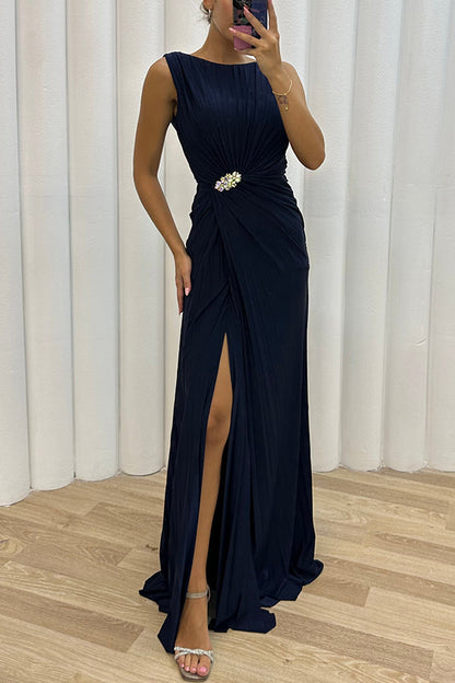 Lorven™ İşlemeli Yırtmaçlı Maxi Gece Elbisesi