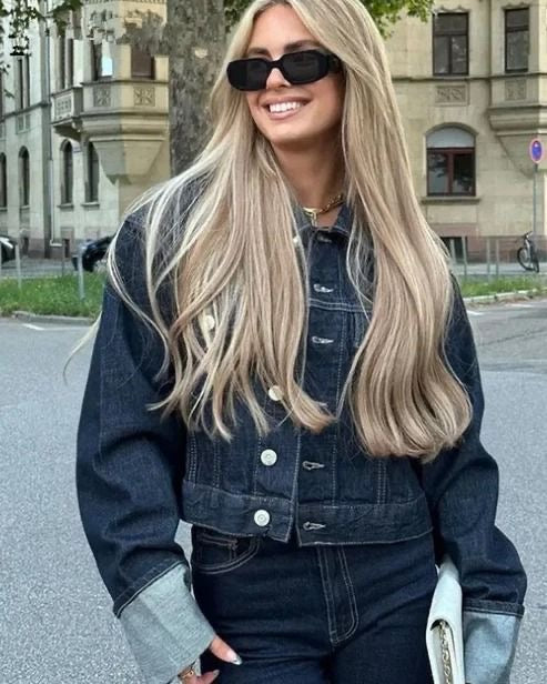 Lorven™ Lorelei - Kollu Denim İki Parçalı Set