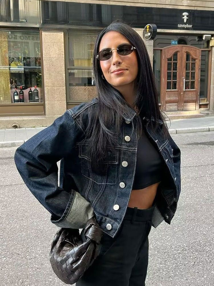 Lorven™ Lorelei - Kollu Denim İki Parçalı Set