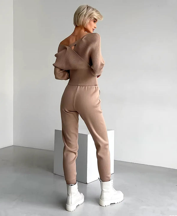 Lorven™ Ribana Omuz Açık Örgü Takımı