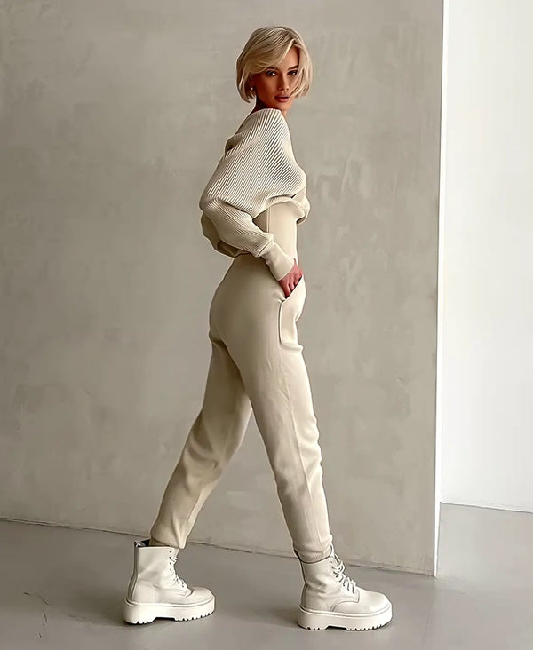 Lorven™ Ribana Omuz Açık Örgü Takımı