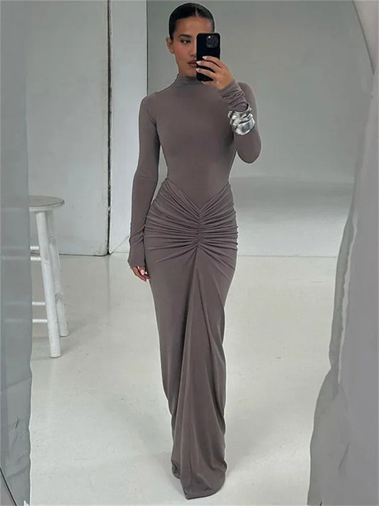 Lorven™ Moda Yamalı Uzun Elbise