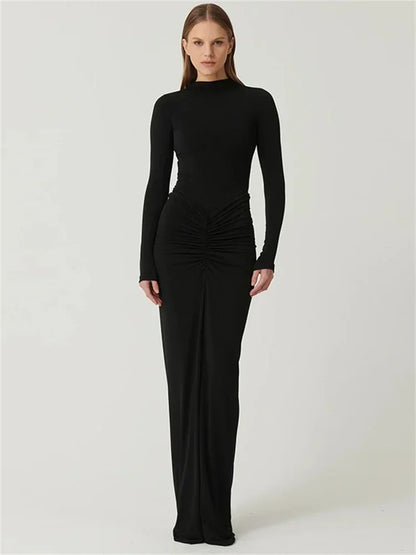 Lorven™ Moda Yamalı Uzun Elbise