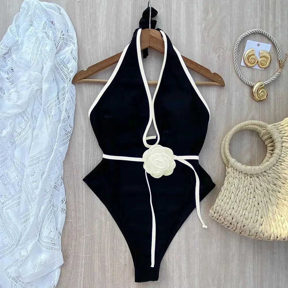 Lorven™ Çiçekli Halter Tek Parça Mayo