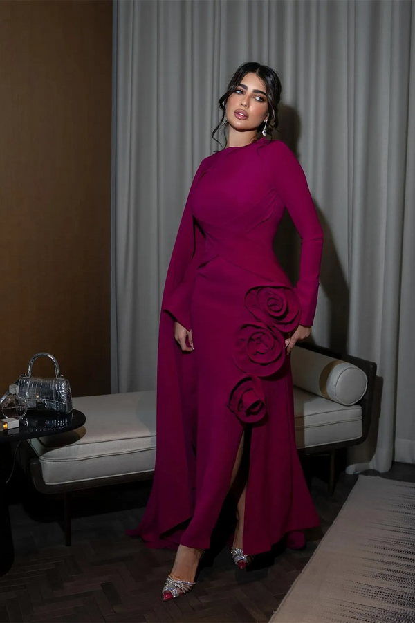 Lorven™ Ayla - Uzun Elbise Ve Çiçekli Pelerin