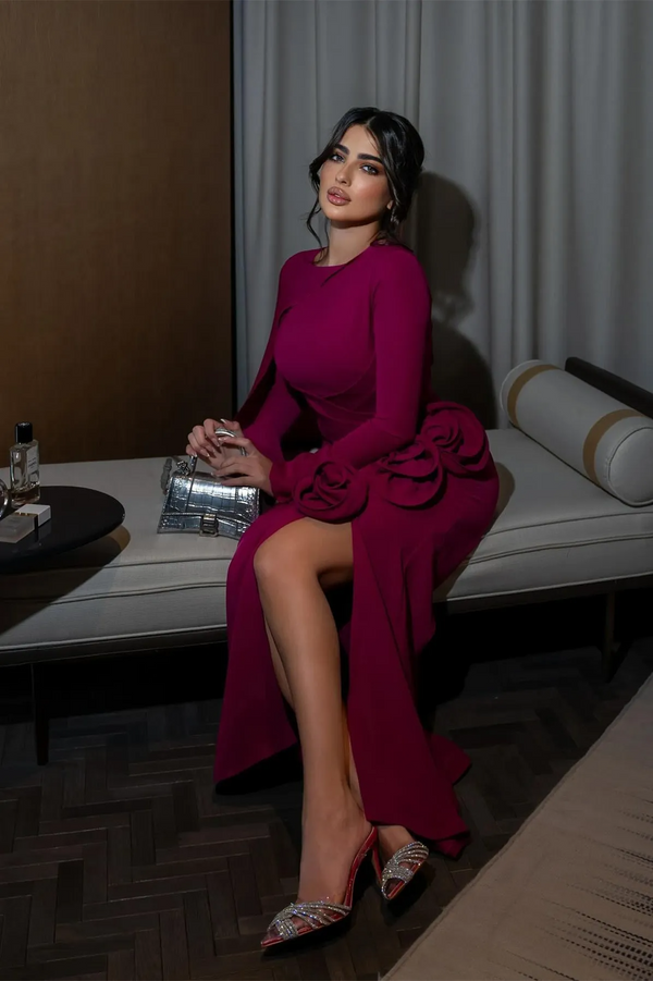 Lorven™ Ayla - Uzun Elbise Ve Çiçekli Pelerin