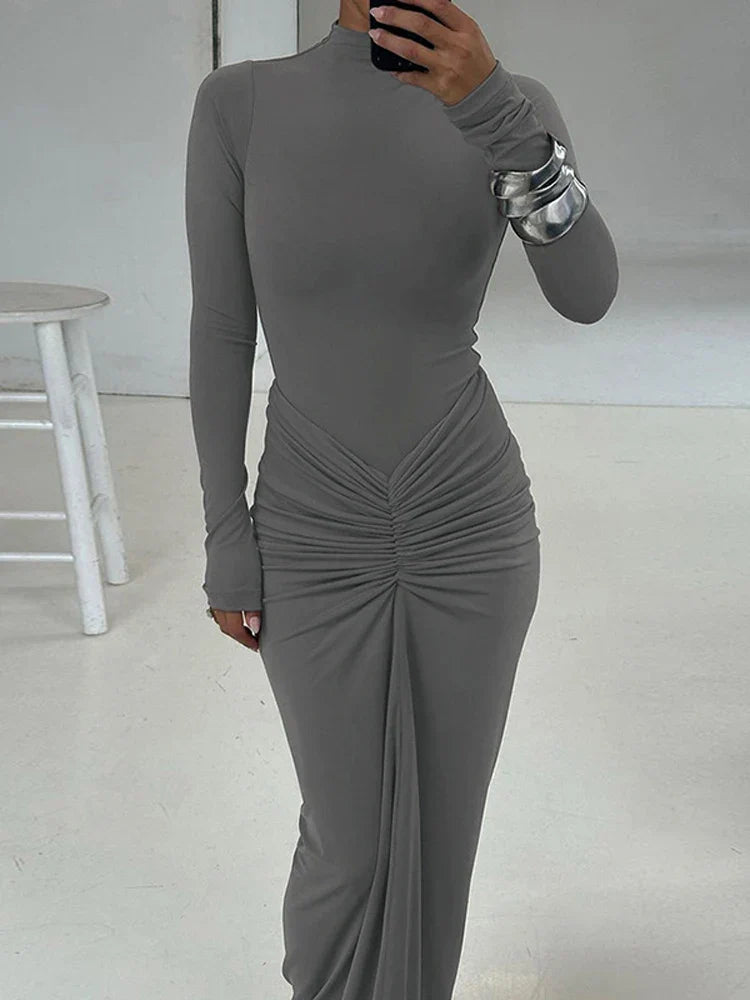Lorven™ Moda Yamalı Uzun Elbise