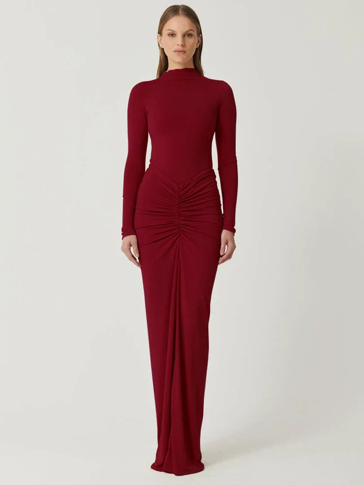 Lorven™ Moda Yamalı Uzun Elbise