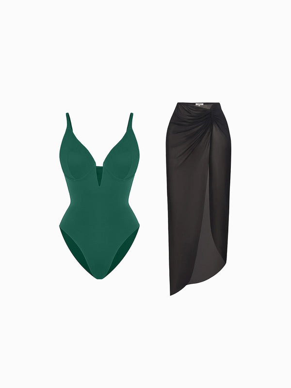 Lorven™ Şekillendirici Zayıflatıcı Tek Parça Mayo File Örtü Seti