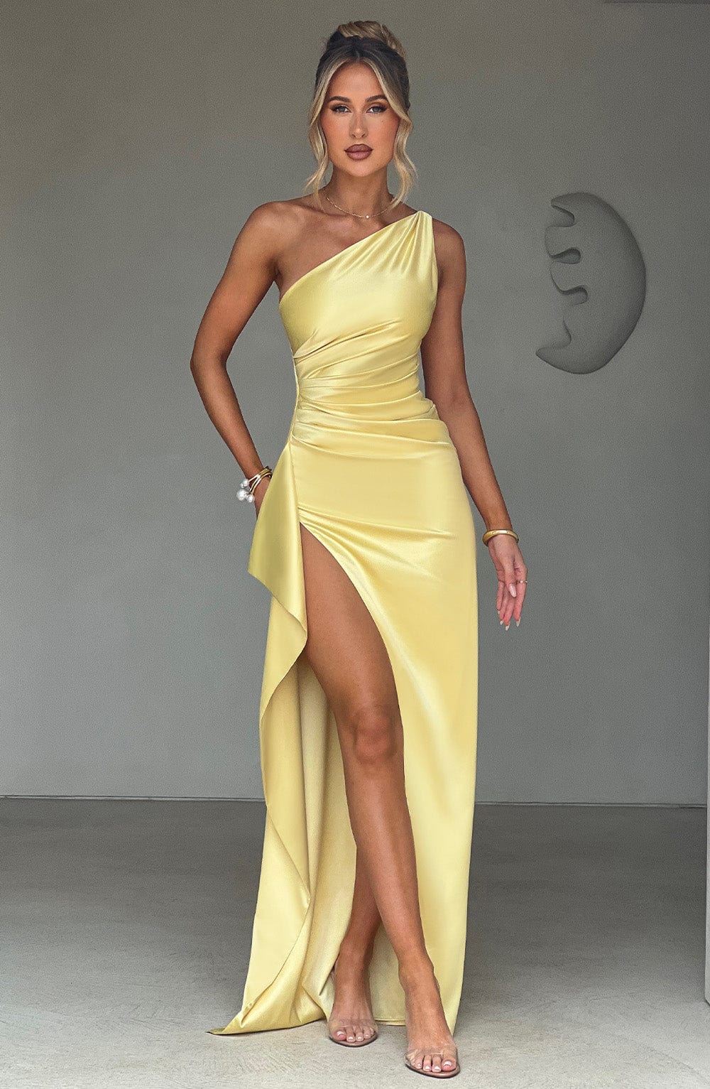 Lorven™ Ariel Uzun Elbise - Limon