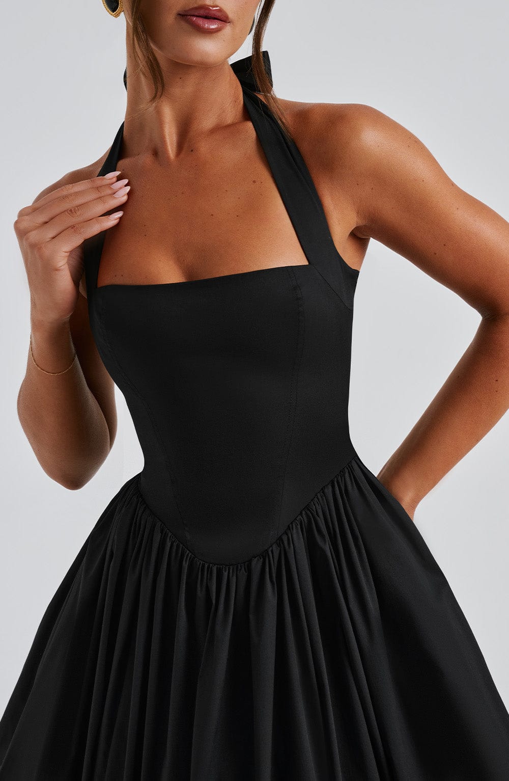 Lorven™ Cressida Midi Elbise - Siyah