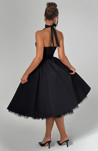 Lorven™ Cressida Midi Elbise - Siyah