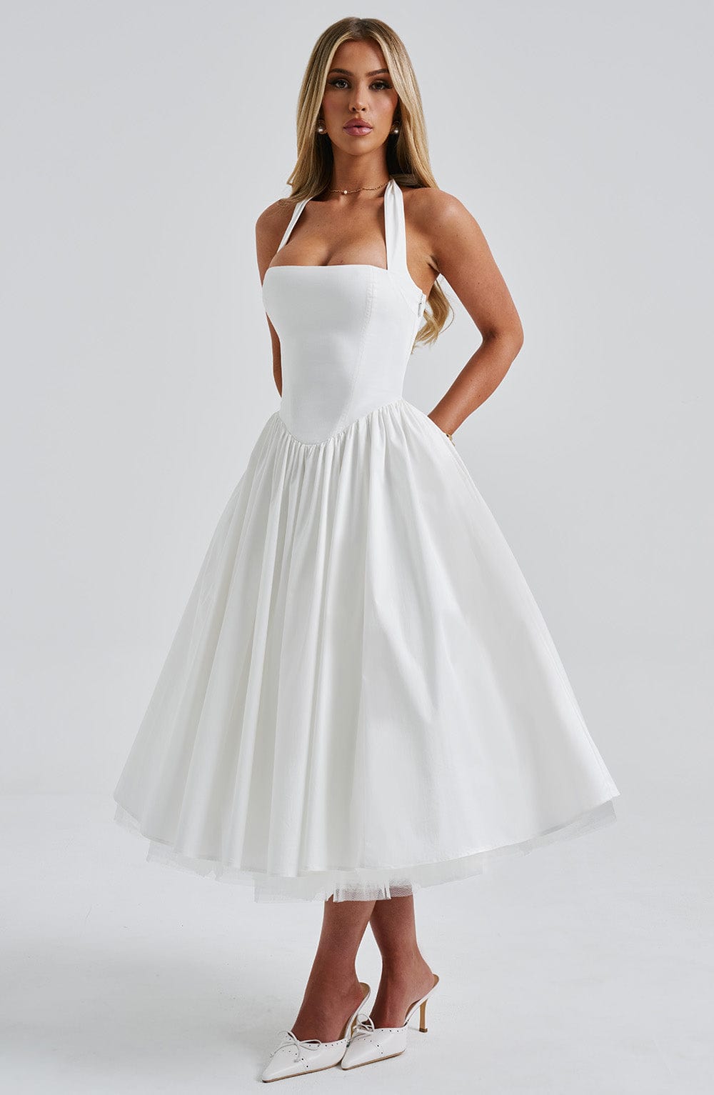 Lorven™ Cressida Midi Elbise - Fildişi