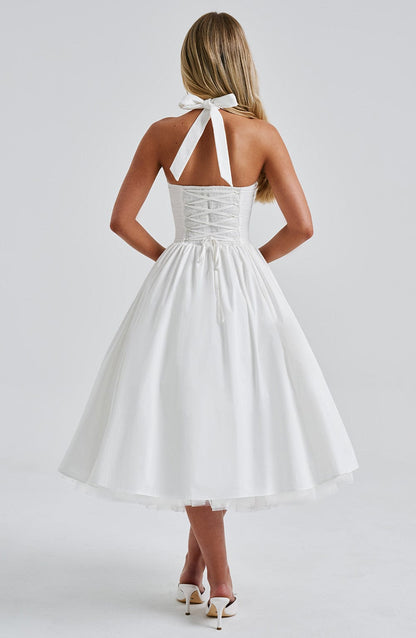 Lorven™ Cressida Midi Elbise - Fildişi