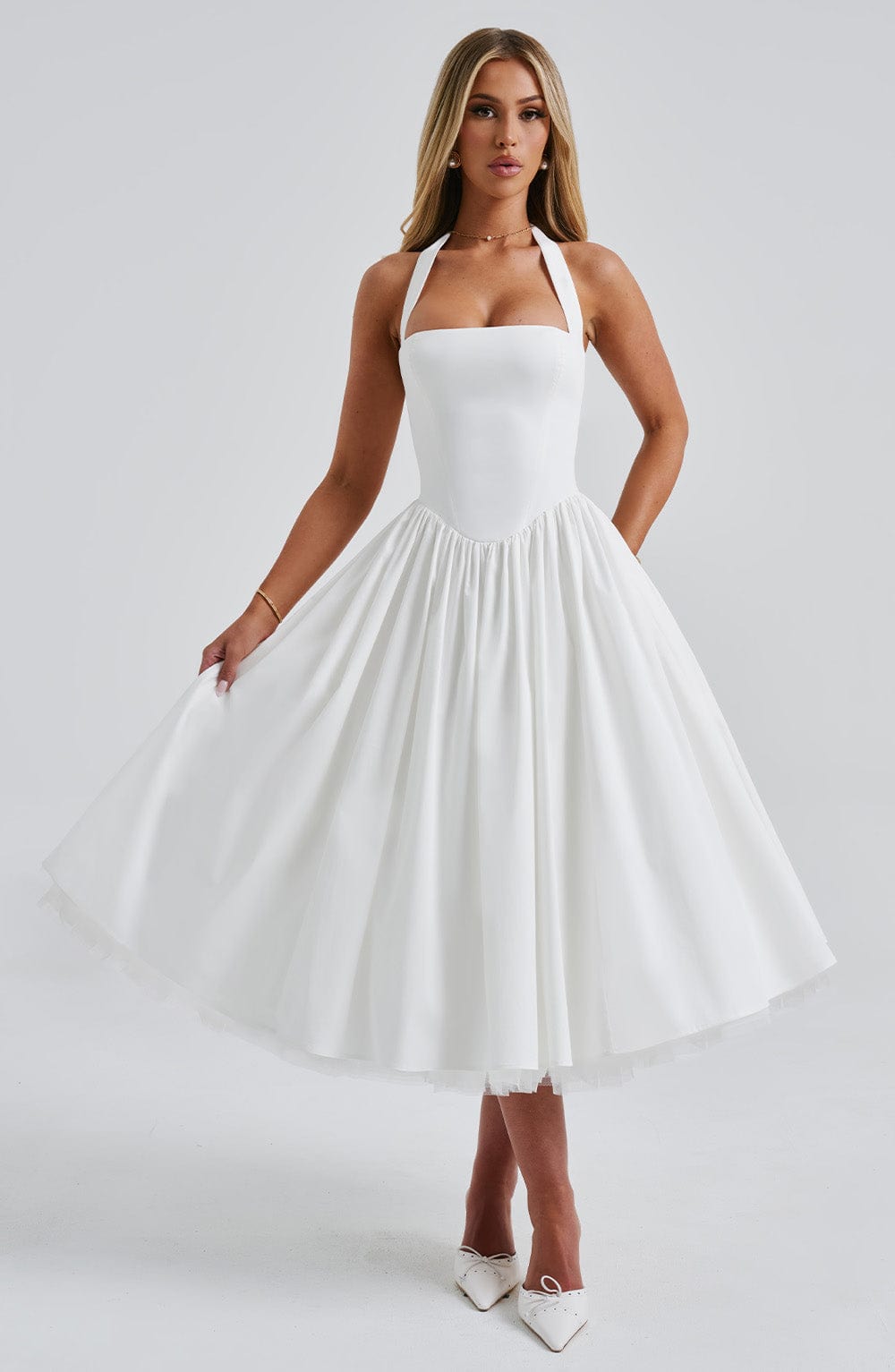 Lorven™ Cressida Midi Elbise - Fildişi
