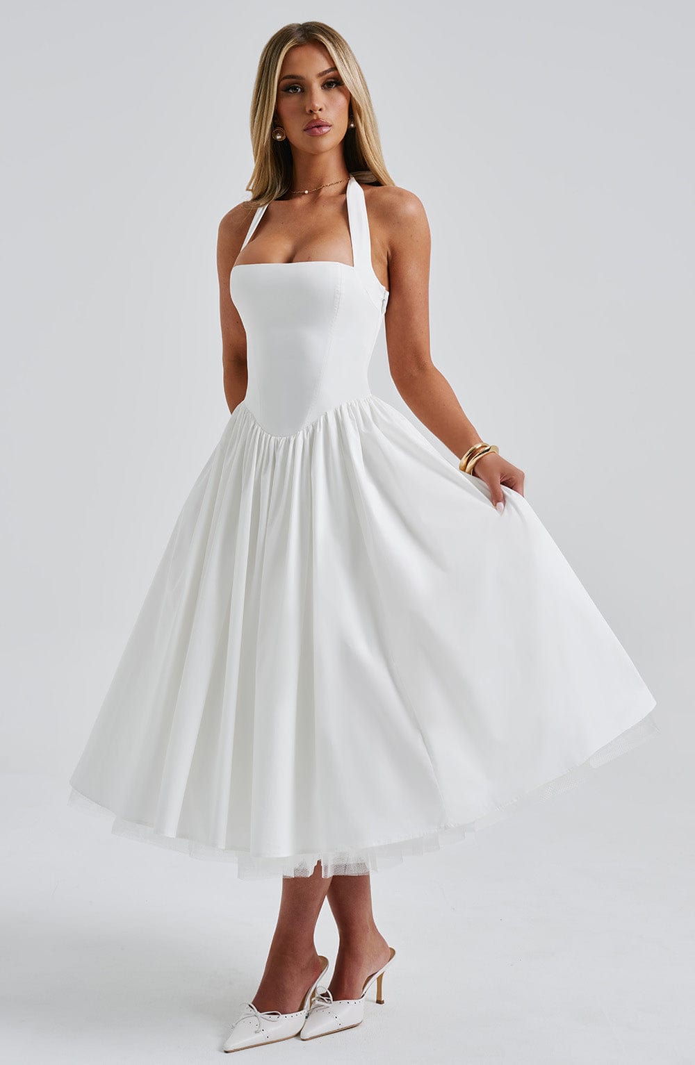 Lorven™ Cressida Midi Elbise - Fildişi