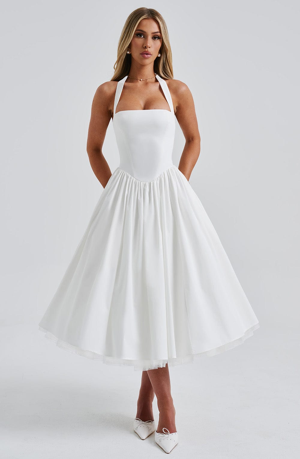 Lorven™ Cressida Midi Elbise - Fildişi