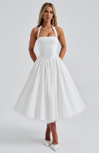 Lorven™ Cressida Midi Elbise - Fildişi
