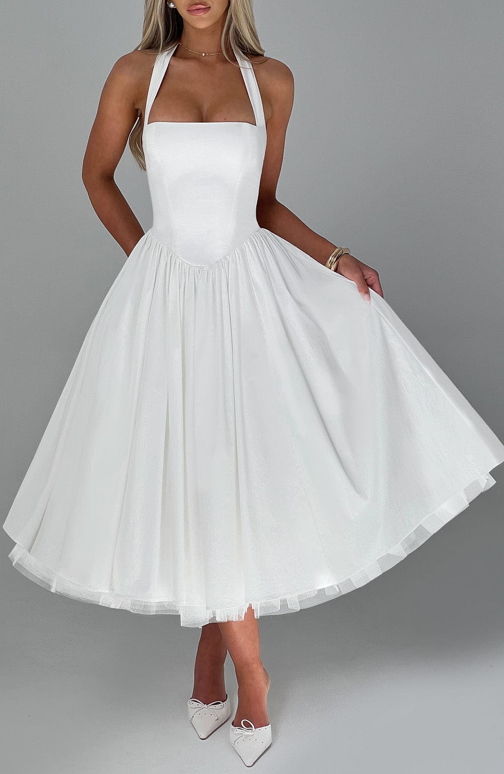 Lorven™ Cressida Midi Elbise - Fildişi