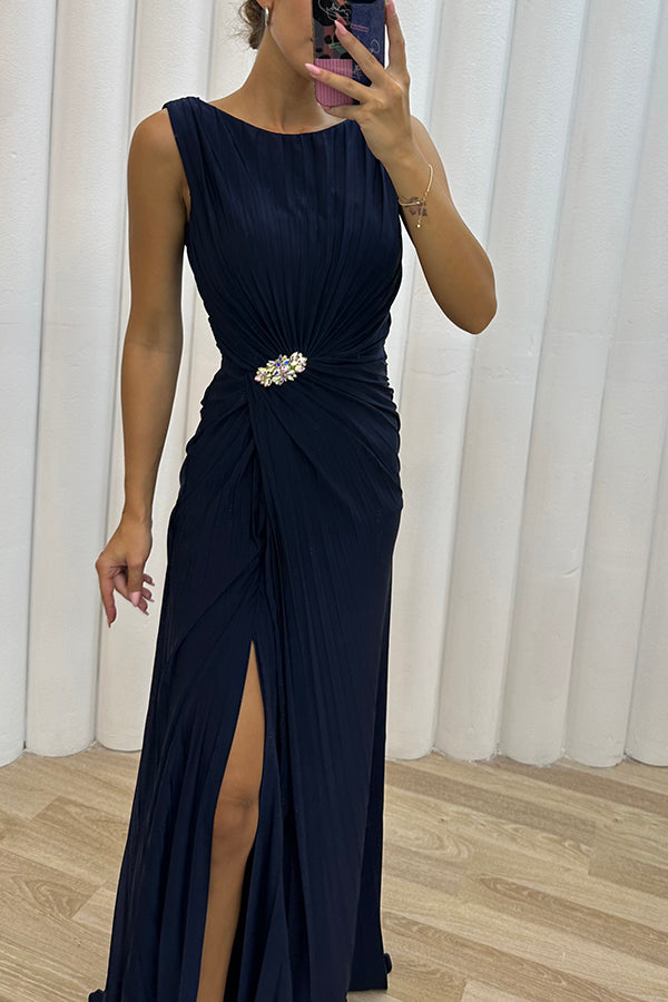 Lorven™ İşlemeli Yırtmaçlı Maxi Gece Elbisesi