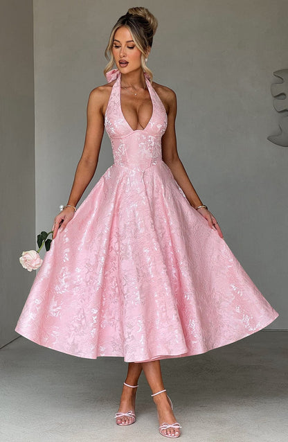 Lorven™ Effie Midi Elbise - Allık
