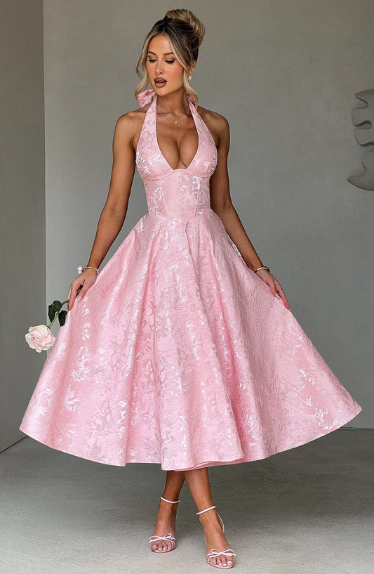 Lorven™ Effie Midi Elbise - Allık