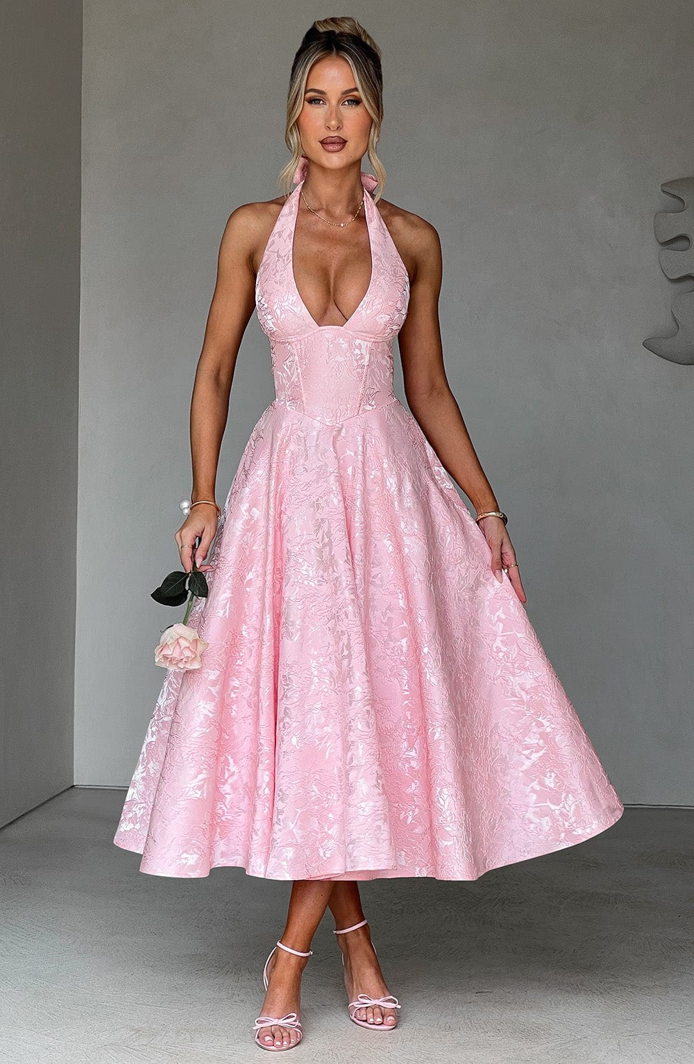 Lorven™ Effie Midi Elbise - Allık