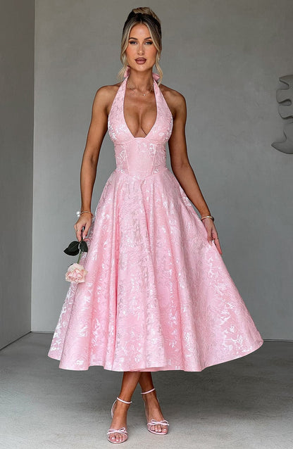 Lorven™ Effie Midi Elbise - Allık