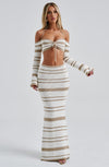 Lorven™ Georgia Maxi Etek - Bej/Beyaz