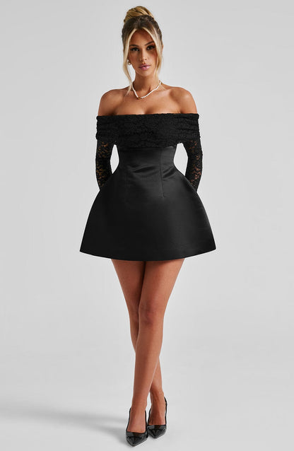 Lorven™ Georgianna Mini Elbise - Siyah