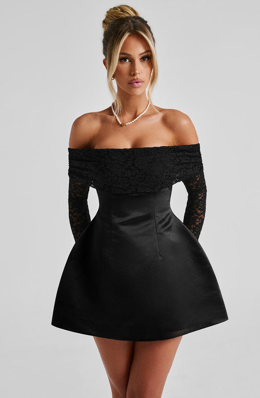 Lorven™ Georgianna Mini Elbise - Siyah