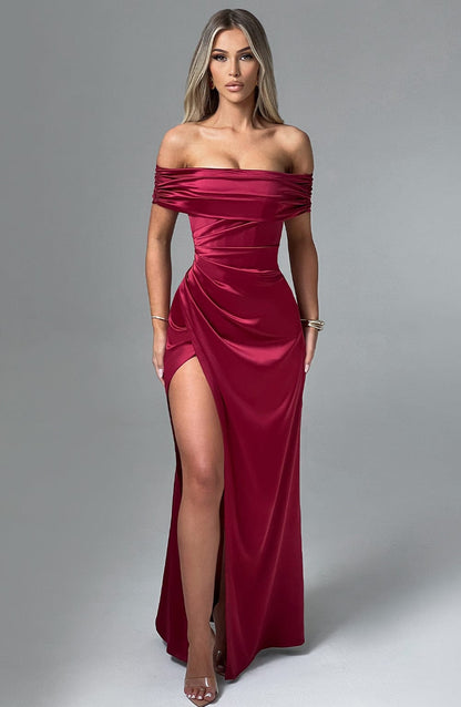 Lorven™ Gwendolyn Maxi Elbise - Bordo