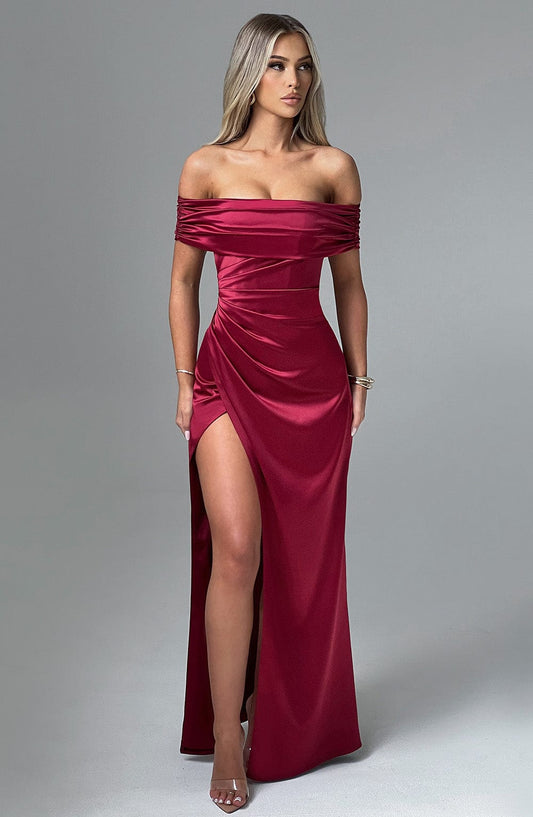 Lorven™ Gwendolyn Maxi Elbise - Bordo