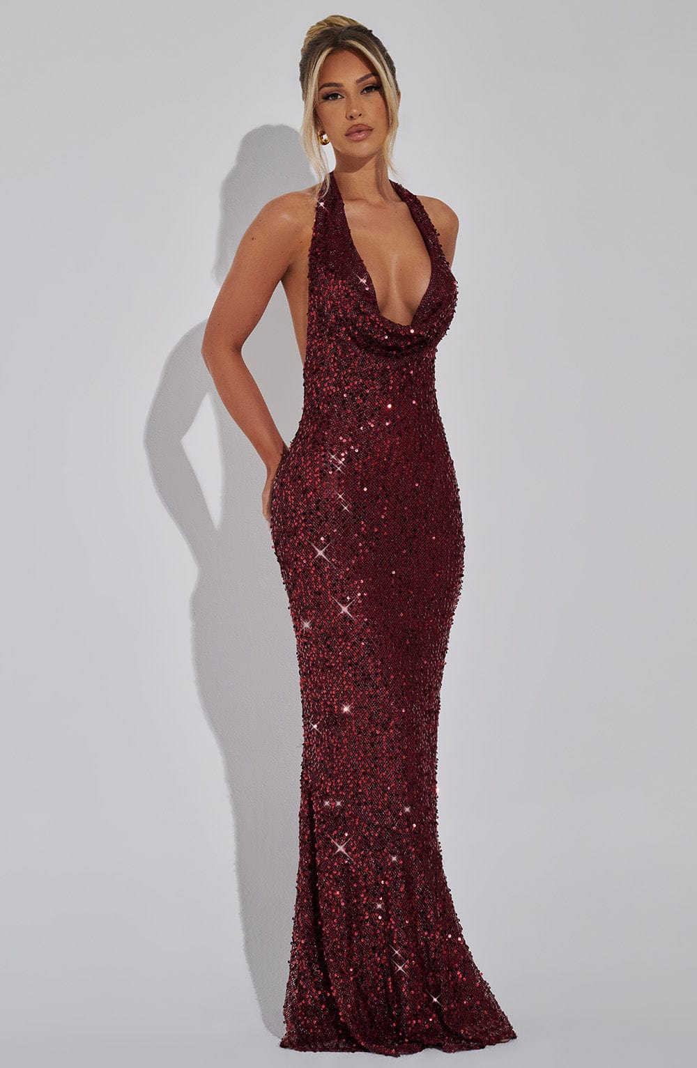 Lorven™ Lorena Maxi Elbise - Şarap Astarlı