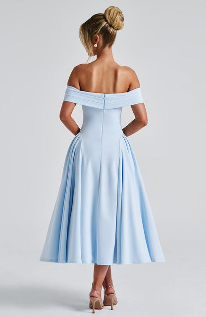 Lorven™ Miranda Midi Elbise - Mavi