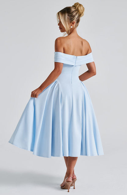 Lorven™ Miranda Midi Elbise - Mavi