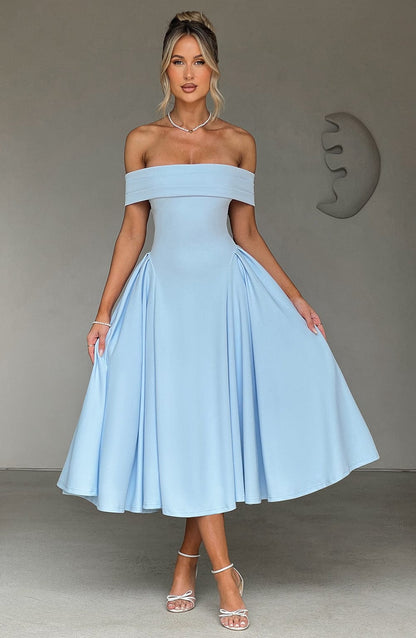 Lorven™ Miranda Midi Elbise - Mavi