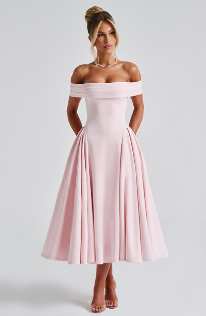 Lorven™ Miranda Midi Elbise - Allık