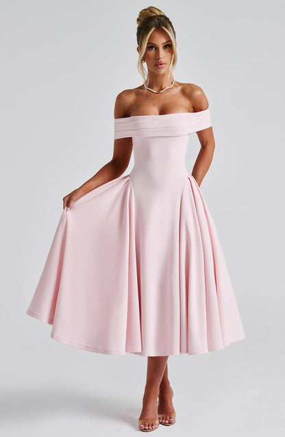 Lorven™ Miranda Midi Elbise - Allık