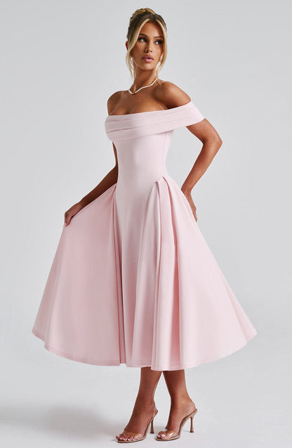 Lorven™ Miranda Midi Elbise - Allık