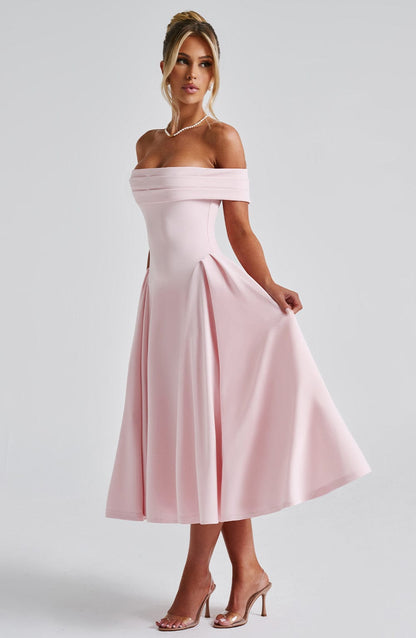 Lorven™ Miranda Midi Elbise - Allık