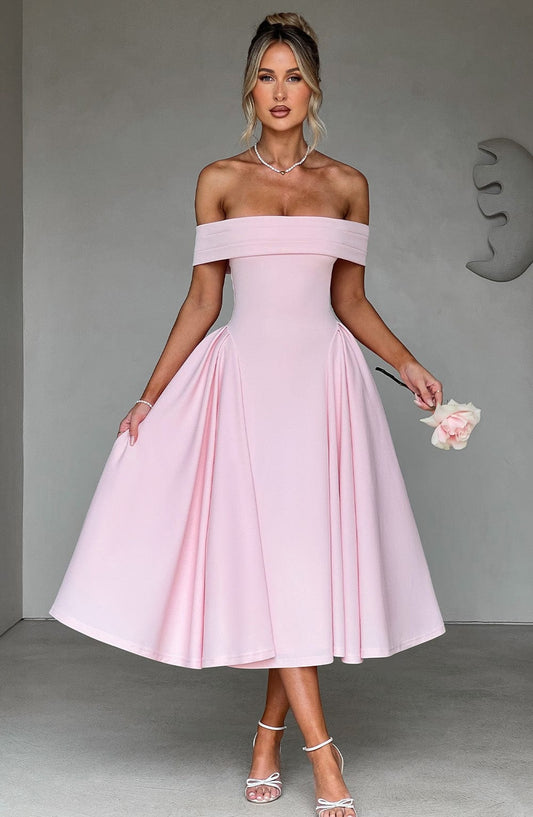 Lorven™ Miranda Midi Elbise - Allık