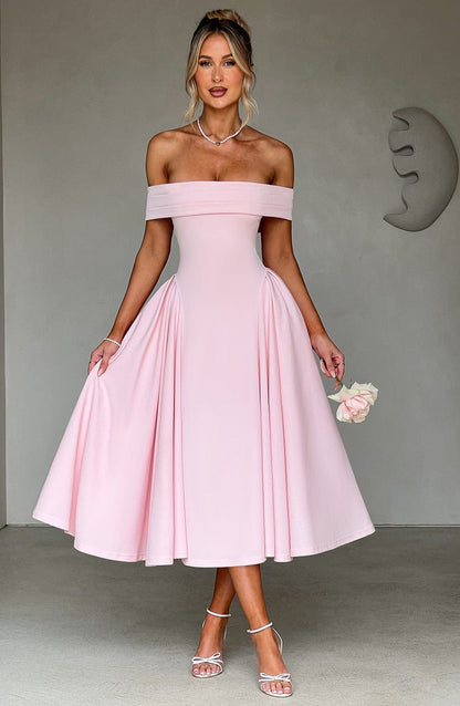 Lorven™ Miranda Midi Elbise - Allık