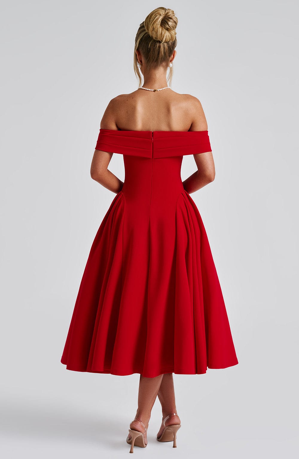 Lorven™ Miranda Midi Elbise - Kırmızı