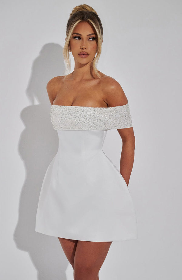 Lorven™ Noelle Mini Elbise - Fildişi