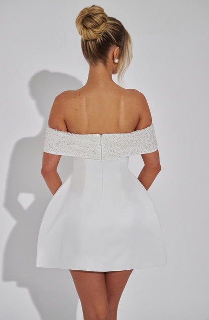 Lorven™ Noelle Mini Elbise - Fildişi