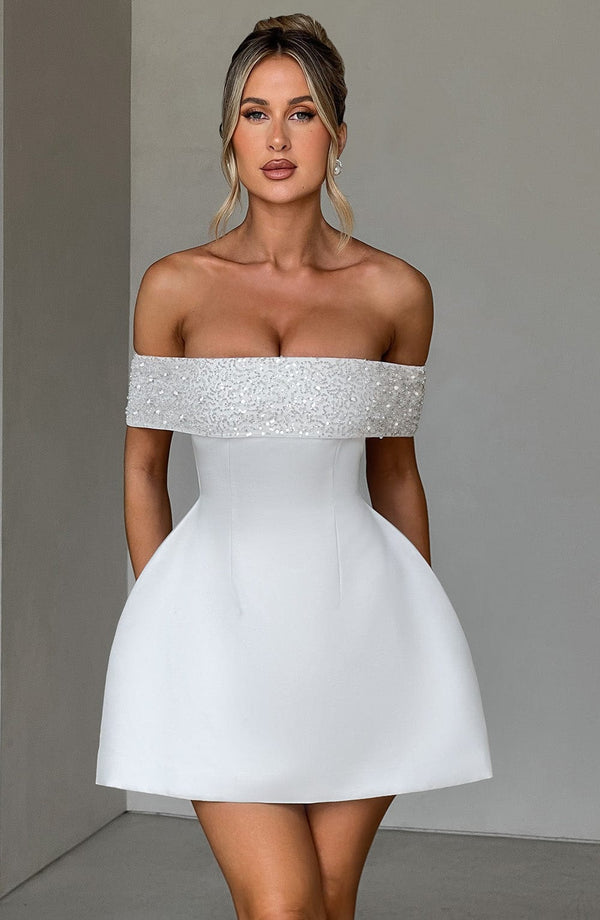 Lorven™ Noelle Mini Elbise - Fildişi